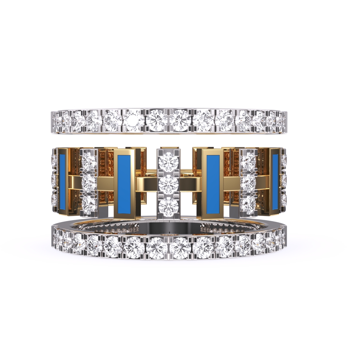 Luxurious Cluster Diamond Thick Wedding Band